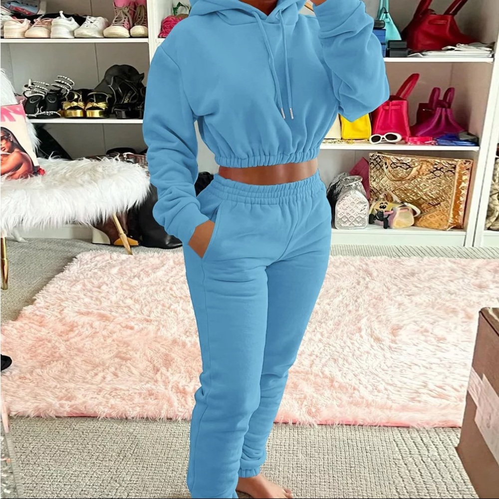Hoodie Cropped Jogger Set